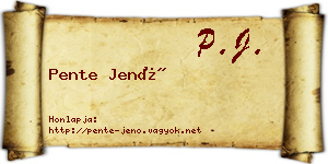 Pente Jenő névjegykártya